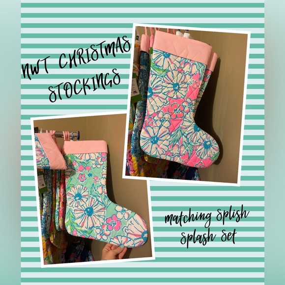 NWT Set of Matching Splish Splash Lilly Pulitzer Christmas Stockings - Picture 1 of 4